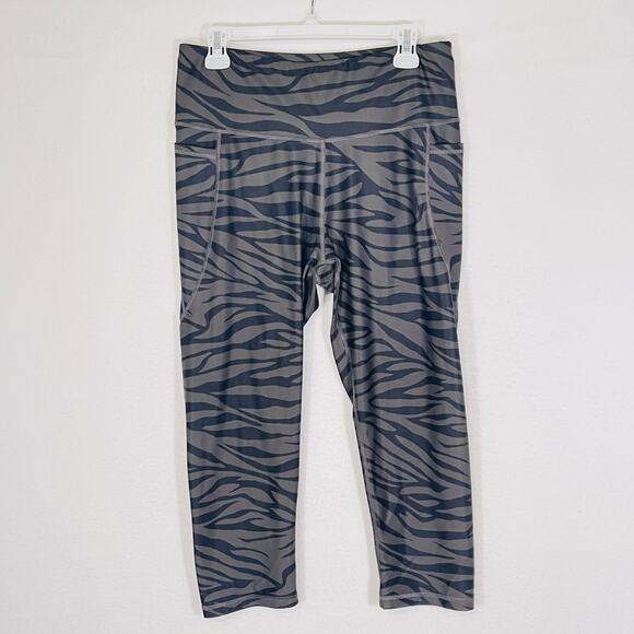 Old Navy Active Leggings Capri Length Womens XL Powersoft Pockets Gray - Picture 1 of 7